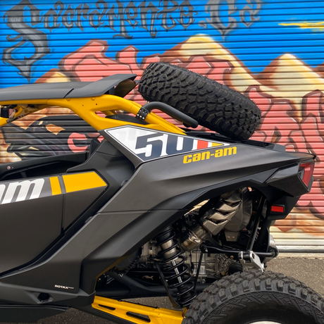 Photo of Can-Am Maverick R Dual Clamp Spare Tire Mount by Factory UTV - Premium Spare Tire Mounts for UTVs / Side by Sides