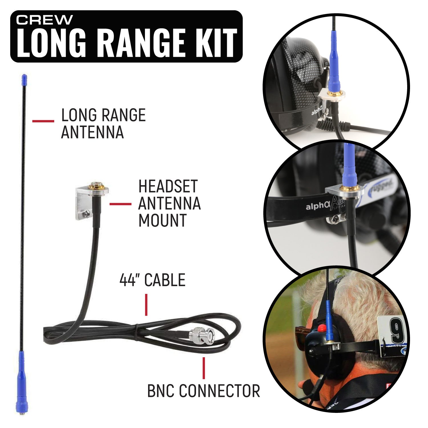 Photo of IMSA Driver and Crew Chief Long Track Racing Kit with RDH16 Radios by Rugged Radios - Premium for UTVs / Side by Sides