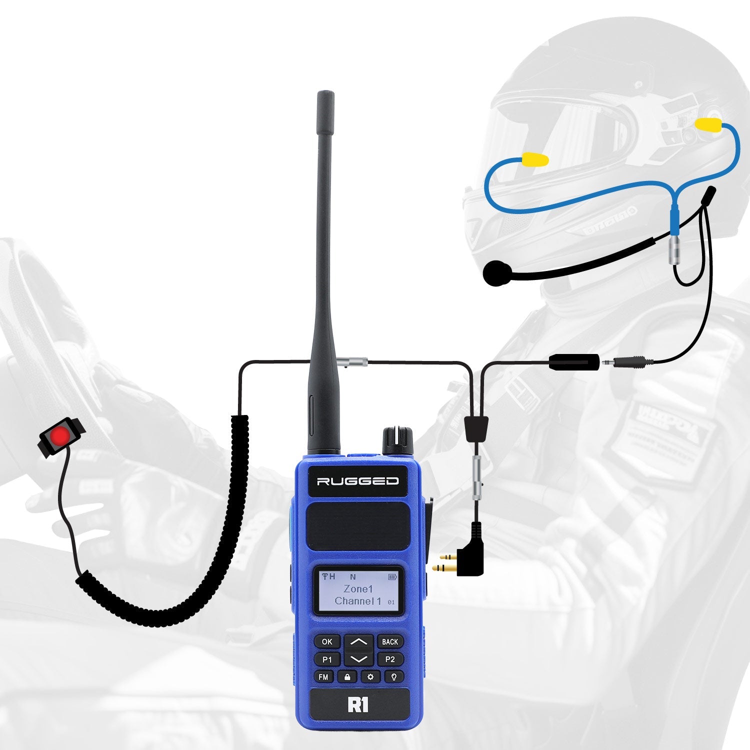 Photo of IMSA Driver Only Racing Communication Kit with R1 Radio by Rugged Radios - Premium for UTVs / Side by Sides