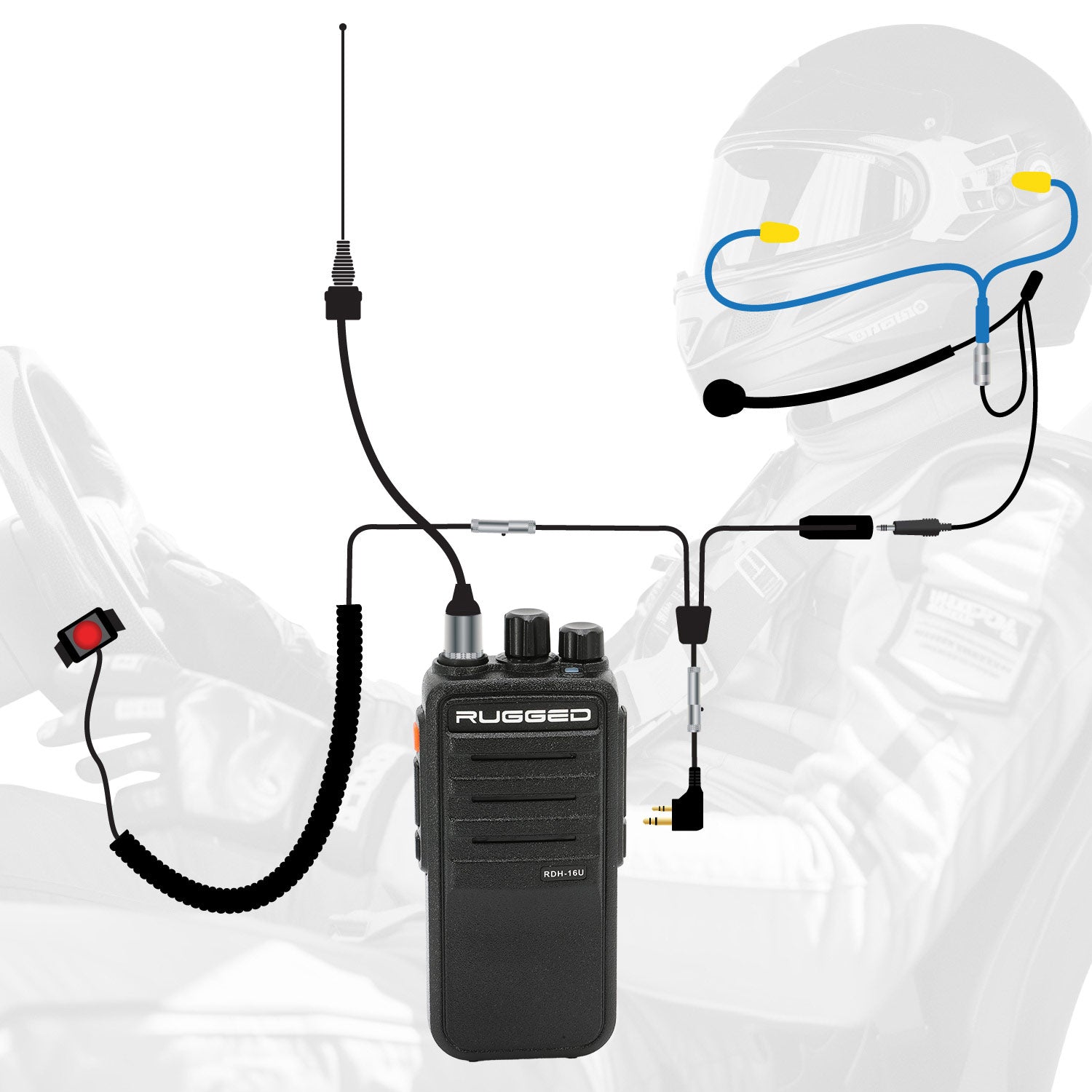 Photo of IMSA Driver Only Long Track Racing Communication Kit with RDH16 Radio by Rugged Radios - Premium for UTVs / Side by Sides