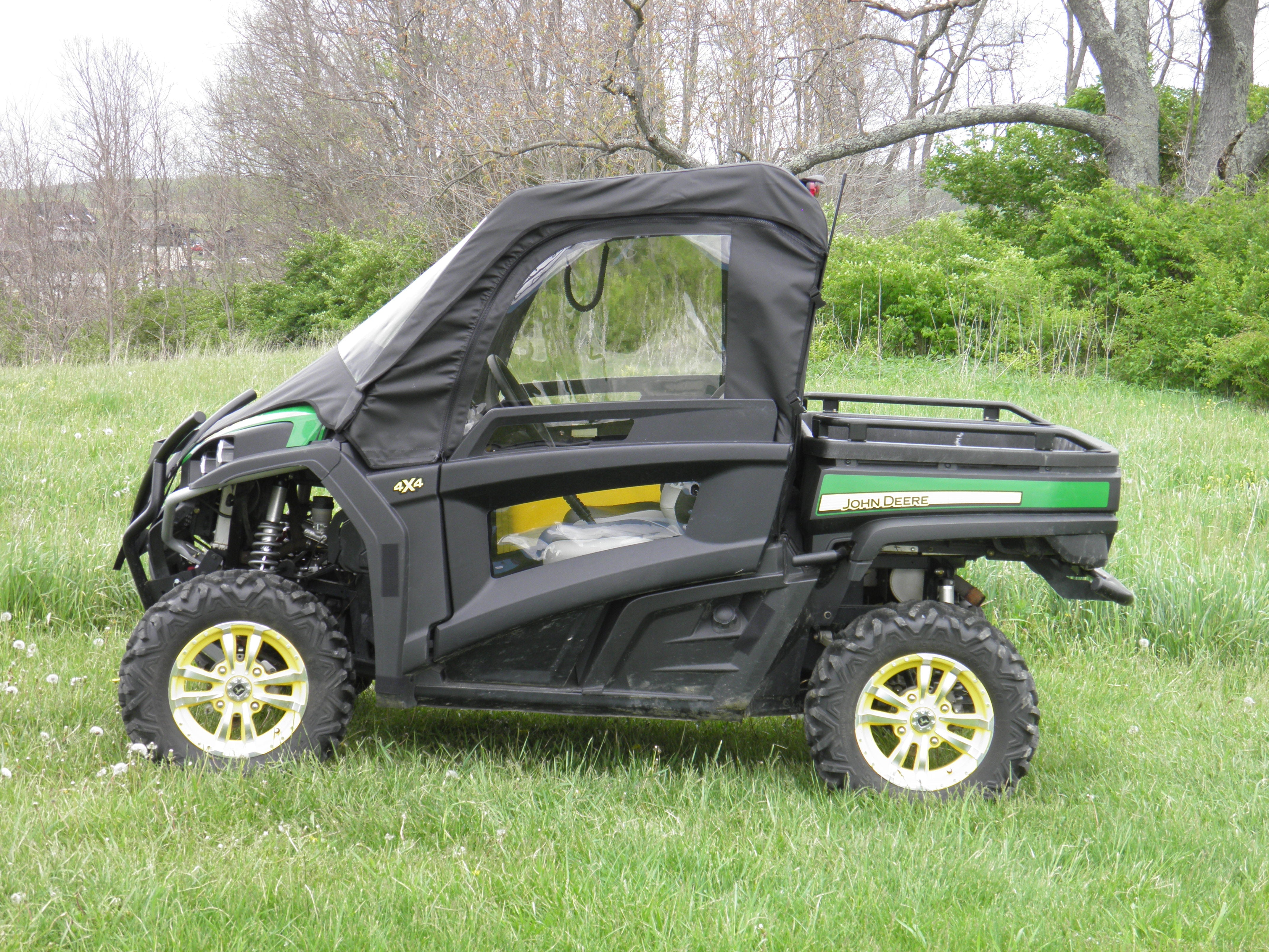 Photo of John Deere Gator 850i/860i - Full Cab Enclosure with Vinyl Windshield w/Lower Door Insert Option (Half Doors) by 3 Star UTV - Premium Enclosures for UTVs / Side by Sides