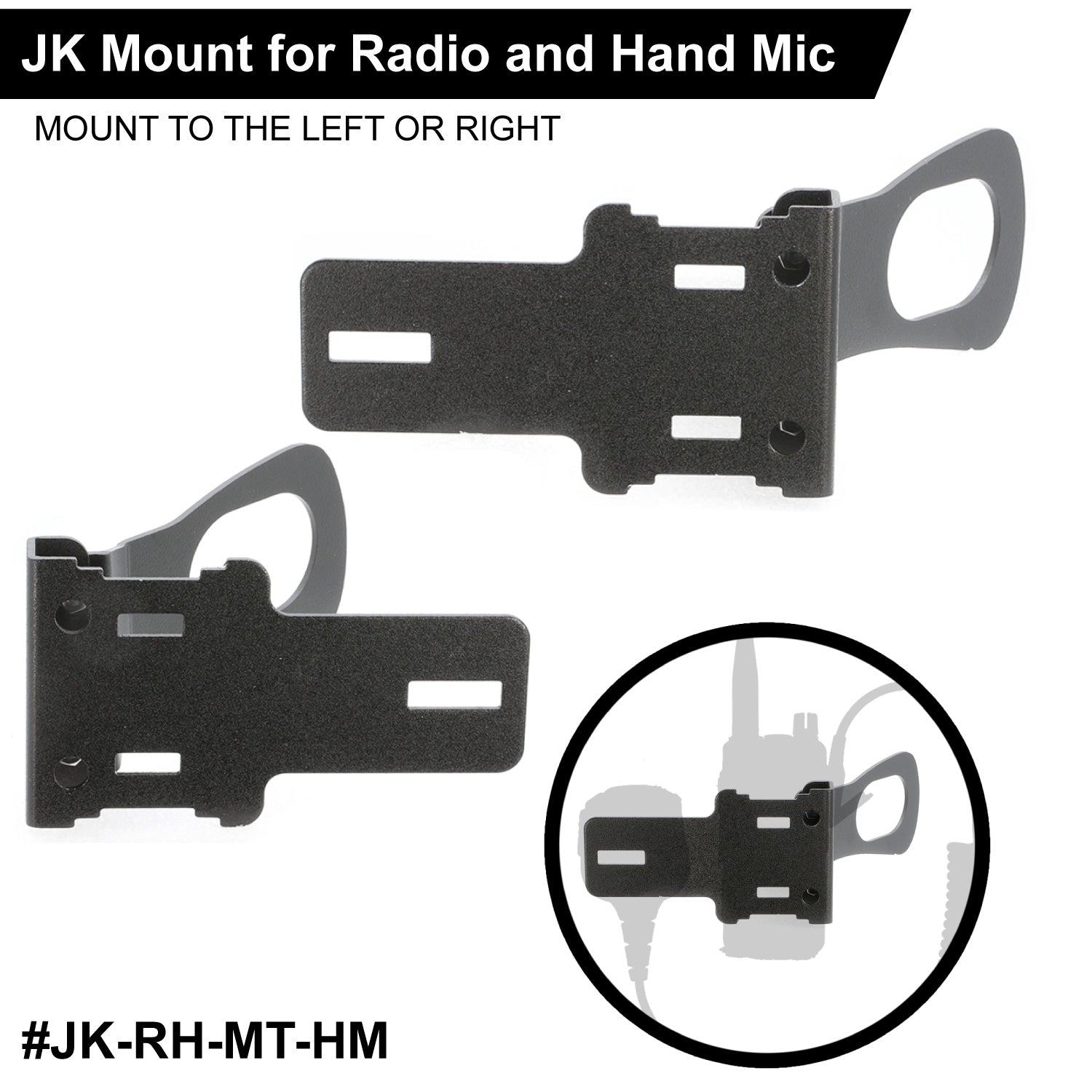 Photo of Handheld Radio Grab Bar Mount for Jeep JK JKU and JL - Fits R1 / V3 / GMR2 / GMR2 PLUS / RH-5R radios by Rugged Radios - Premium for UTVs / Side by Sides