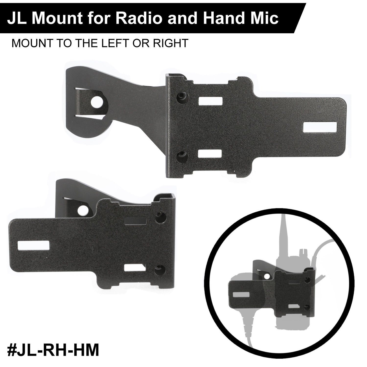 Photo of Handheld Radio Grab Bar Mount for Jeep JK JKU and JL - Fits R1 / V3 / GMR2 / GMR2 PLUS / RH-5R radios by Rugged Radios - Premium for UTVs / Side by Sides