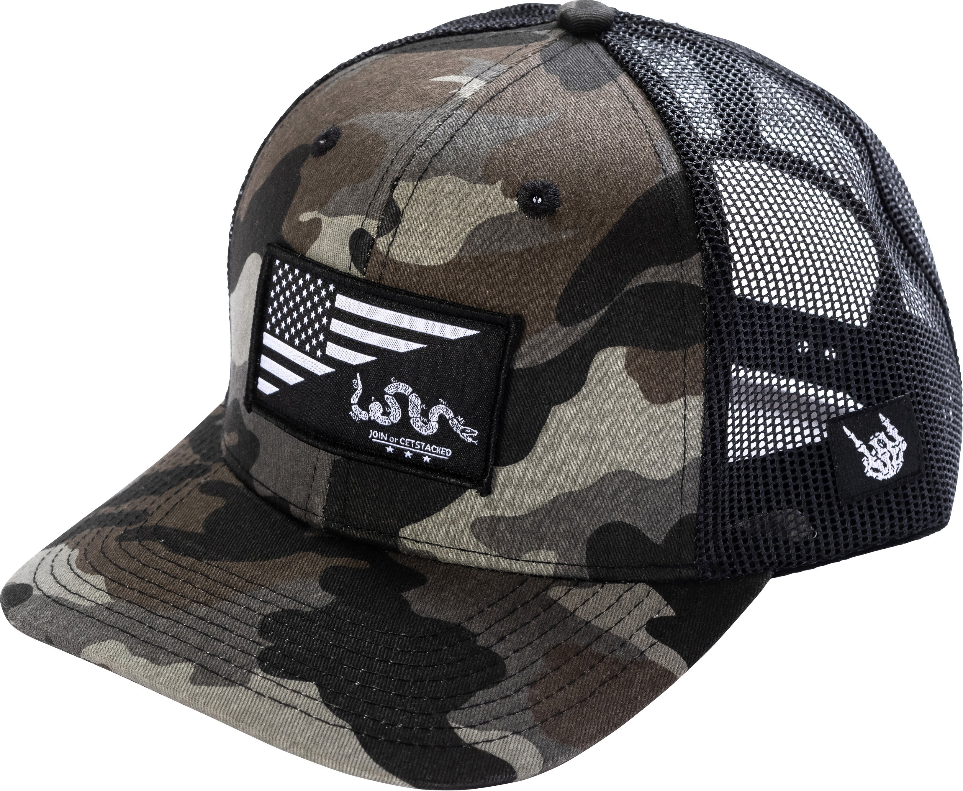 Photo of Snake and Flag Camo Trucker Hat by Bad Flag Store - Premium Apparel & Accessories for UTVs / Side by Sides