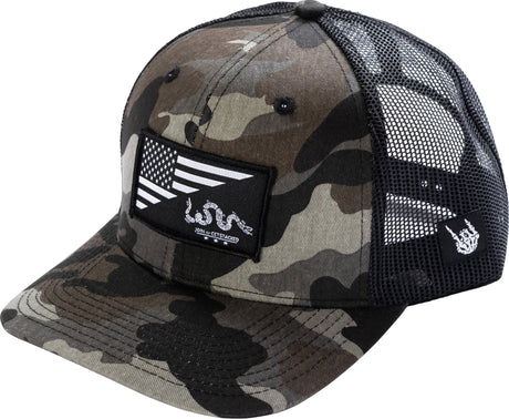 Photo of Snake and Flag Camo Trucker Hat by Bad Flag Store - Premium Apparel & Accessories for UTVs / Side by Sides