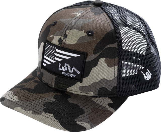 Photo of Snake and Flag Camo Trucker Hat by Bad Flag Store - Premium Apparel & Accessories for UTVs / Side by Sides
