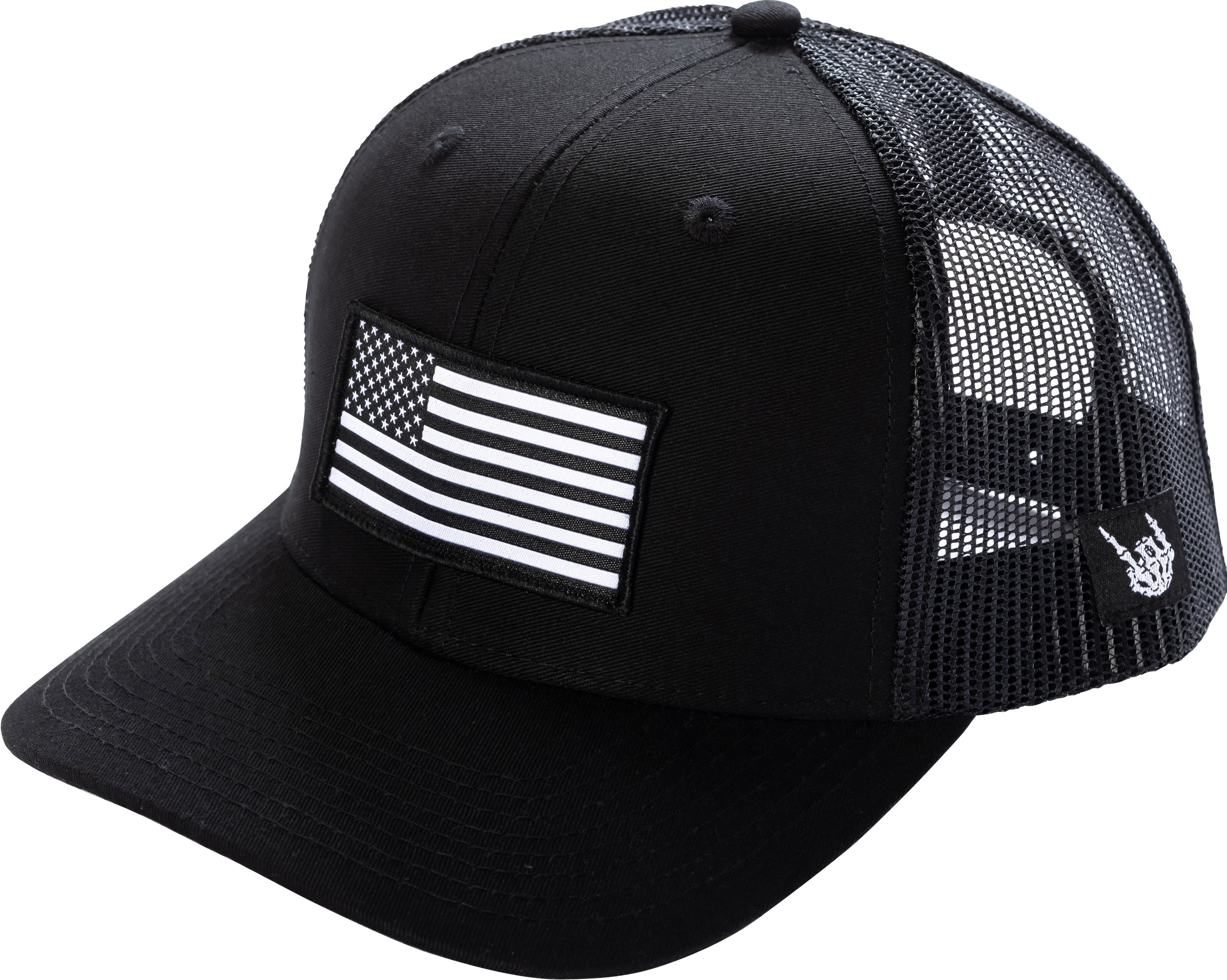 Photo of Blacked Out American Flag Trucker Hat by Bad Flag Store - Premium Hats for UTVs / Side by Sides