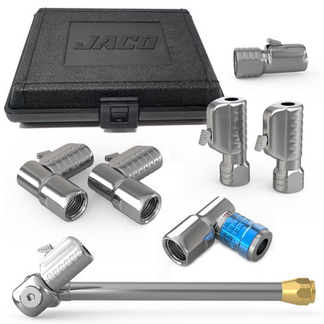 Photo of Lightning™ Tire Air Chuck Starter Kit - Patented | Open Flow, 1/4" F-NPT (Set of 7) by JACO - Premium Air Chuck Kit for UTVs / Side by Sides