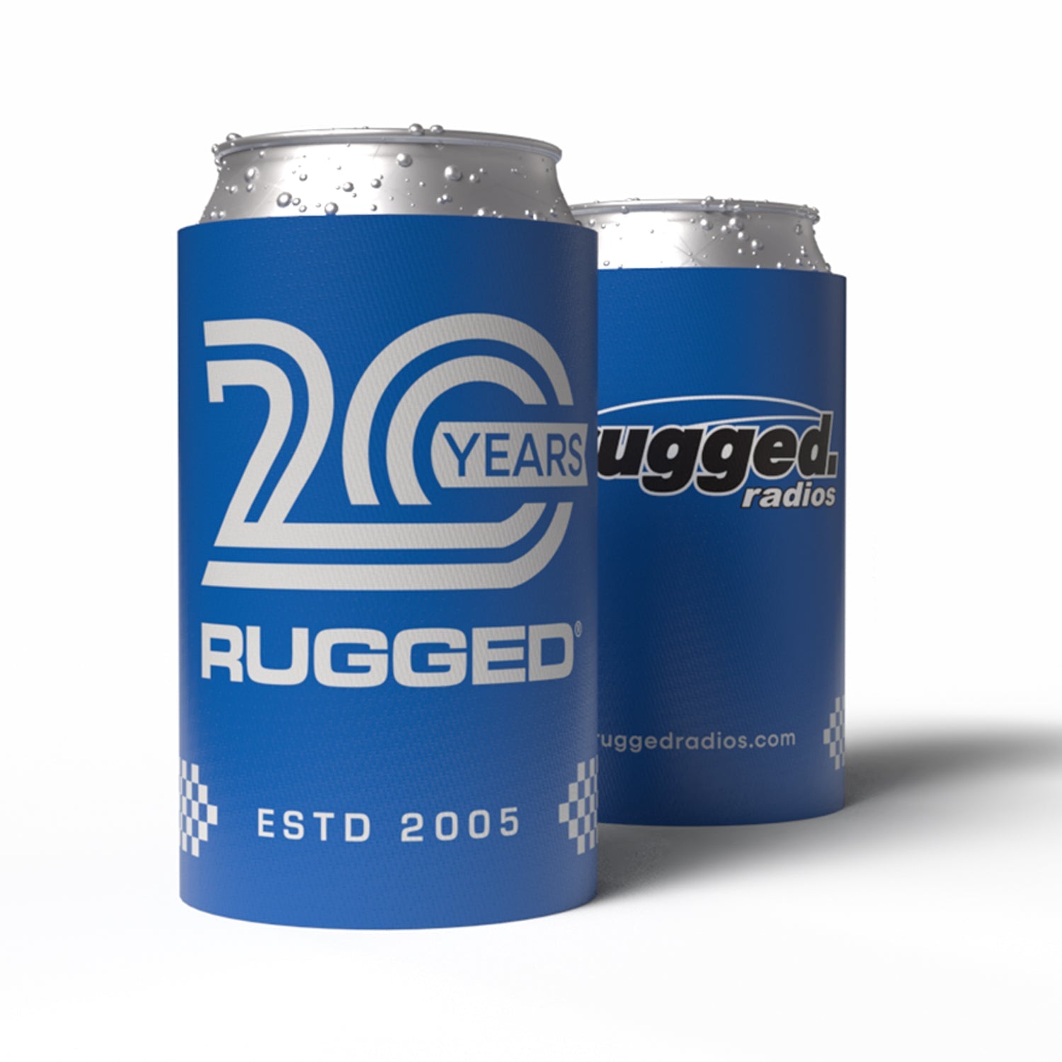 Photo of Rugged Radios Rugged 20-Year Anniversary Koozie - Blue by Rugged Radios - Premium for UTVs / Side by Sides