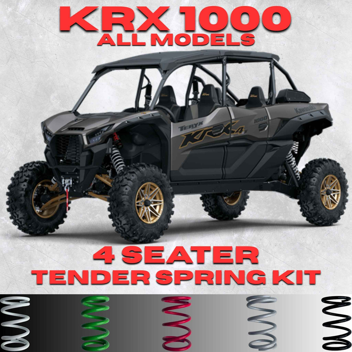 AllThingz UTV Kawasaki KRX 1000 4 Seater Tender Spring Kit - 2-3" Lift + 80% Better Ride