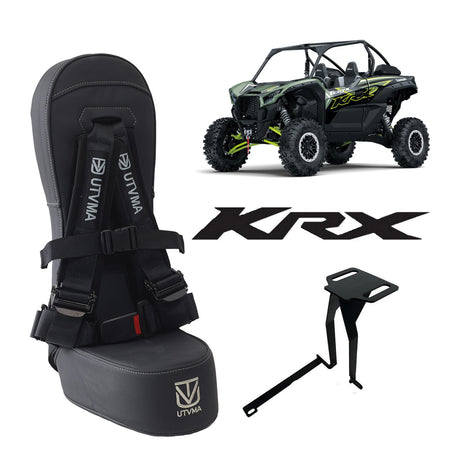 Photo of Open Box Kawasaki KRX 2 Bump Seat (2020-2025) - Auto Buckle Black Harness by R1 Industries - Premium Bump Seat for UTVs / Side by Sides