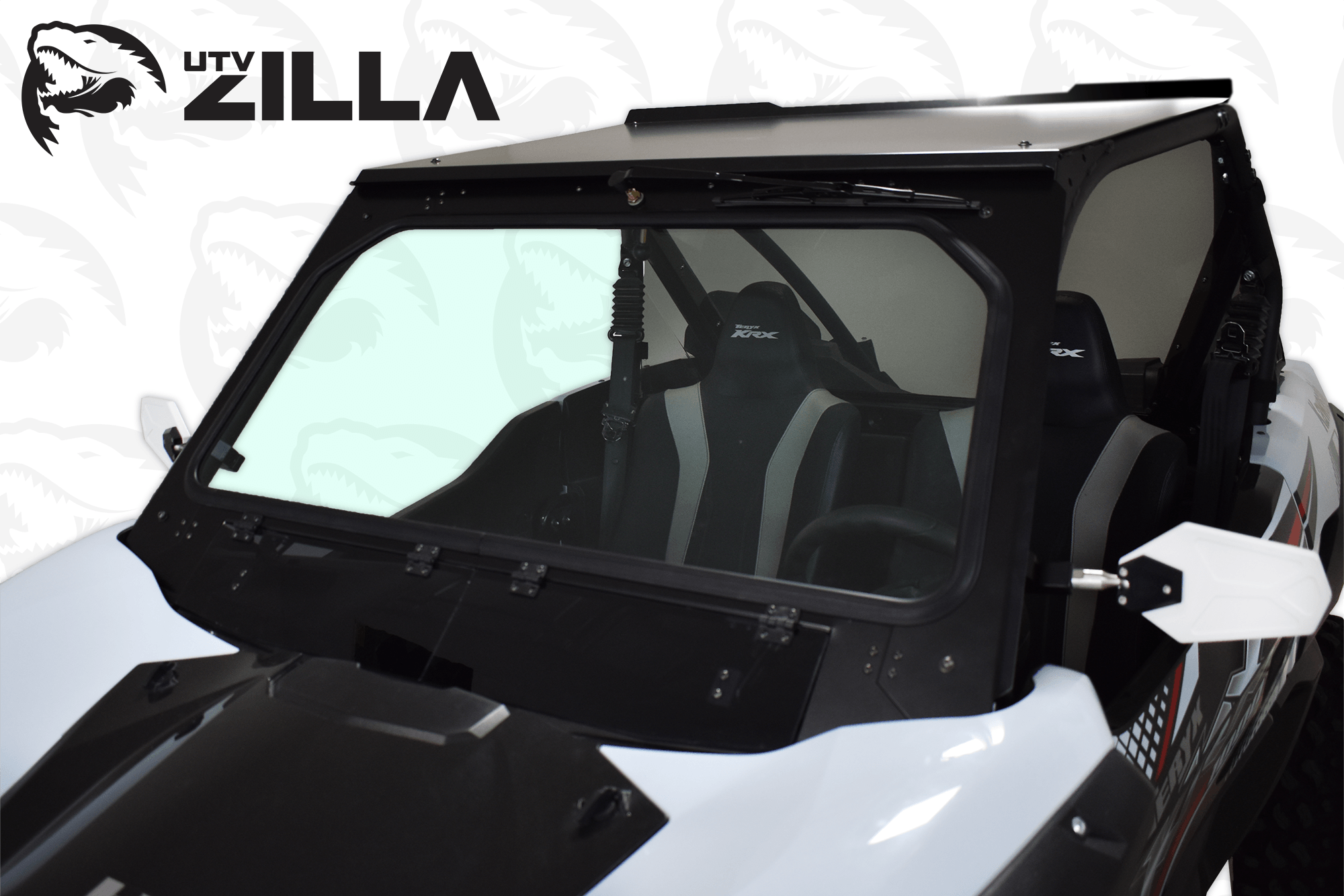 Photo of Black Vented KRX Full Glass Windshield with Wiper by UTVZILLA - Premium for UTVs / Side by Sides