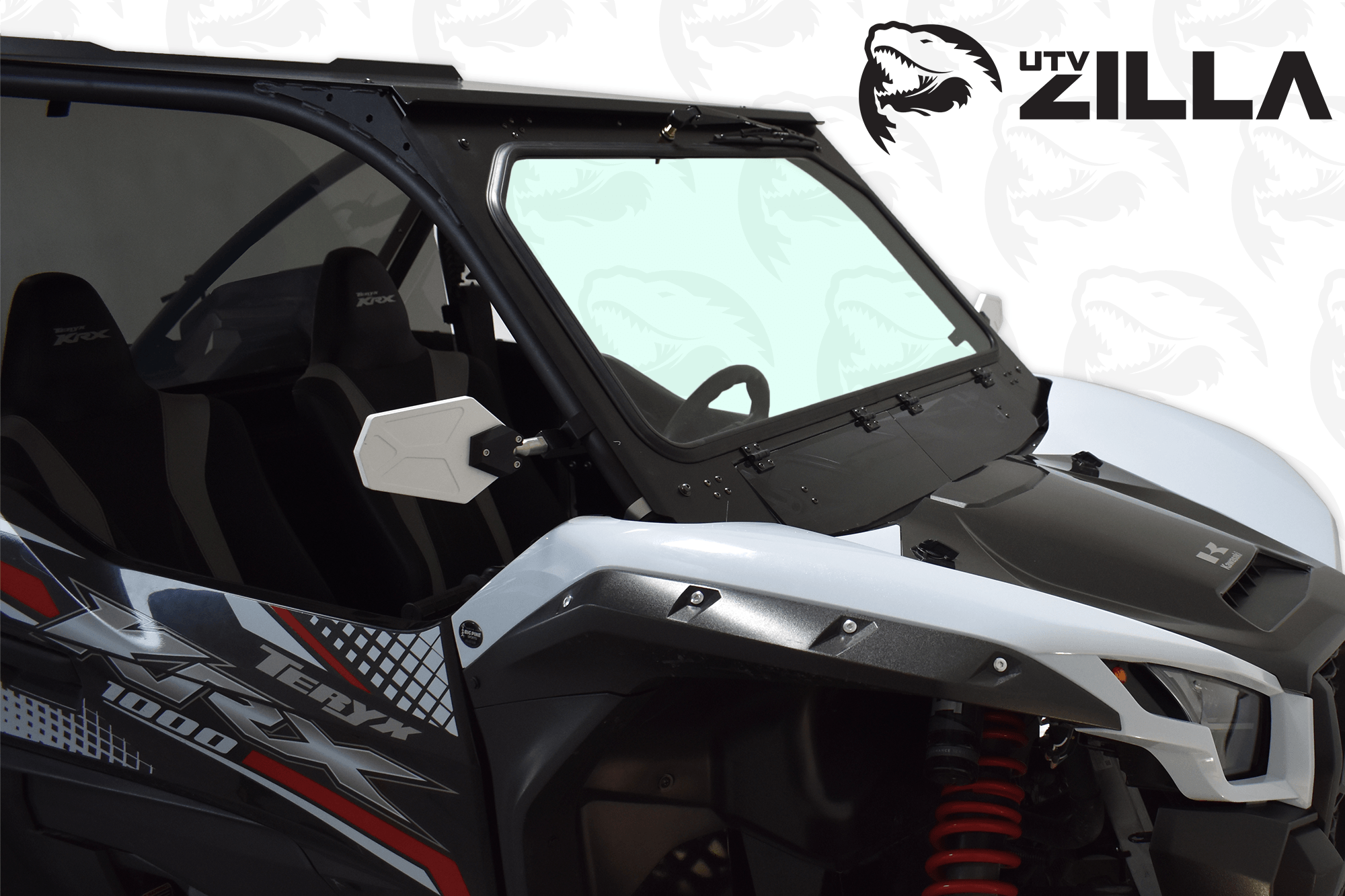 Photo of Black Vented KRX Full Glass Windshield with Wiper by UTVZILLA - Premium for UTVs / Side by Sides