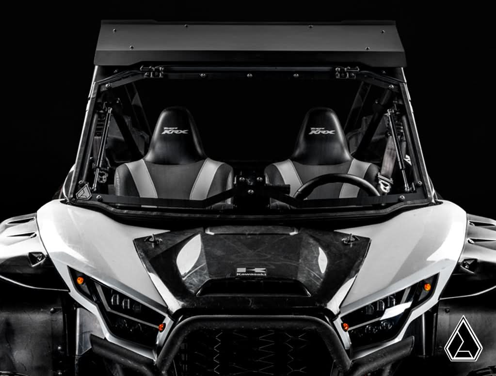2020+ Kawasaki Teryx KRX 1000 Flip Windshield front view with windshield closed — Assault Industries