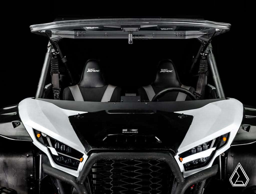 2020+ Kawasaki Teryx KRX 1000 Flip Windshield front view with windshield open — Assault Industries
