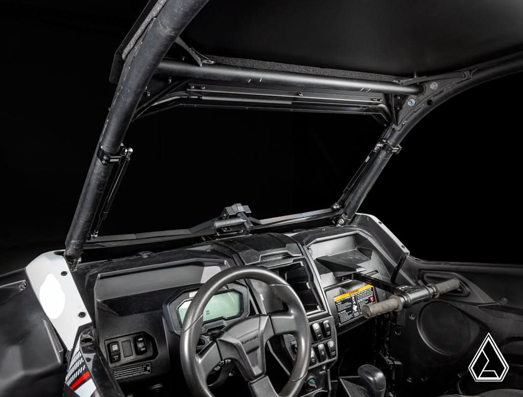 2020+ Kawasaki Teryx KRX 1000 Flip Windshield driver view with windshield open — Assault Industries