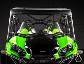 2016+ Kawasaki Teryx / Teryx S Flip Windshield front view with windshield closed — Assault Industries
