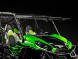 2016+ Kawasaki Teryx / Teryx S Flip Windshield three-quarter view with windshield closed — Assault Industries