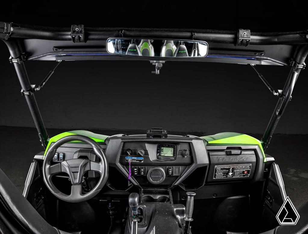 2016+ Kawasaki Teryx / Teryx S Flip Windshield cab view with windshield vented — Assault Industries