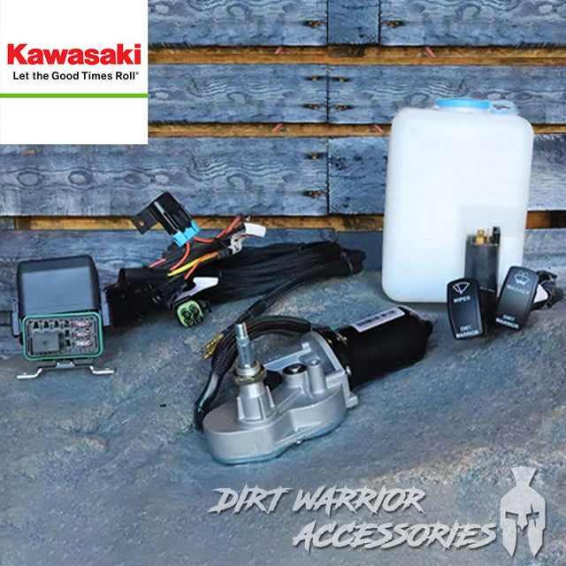 Photo of Dirt Warrior Accessories - Electric Windshield Wiper Kit for Kawasaki Teryx KRX 1000 by Dirt Warrior Accessories - Premium ELECTRIC WIPER for UTVs / Side by Sides