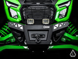 2026+ Kawasaki Teryx H2 Winch-Ready Front Bumper front view installed with pod lights — Assault Industries