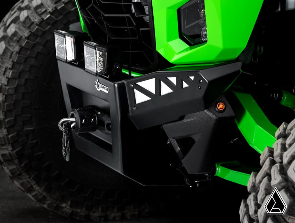 2026+ Kawasaki Teryx H2 Winch-Ready Front Bumper front corner installed — Assault Industries