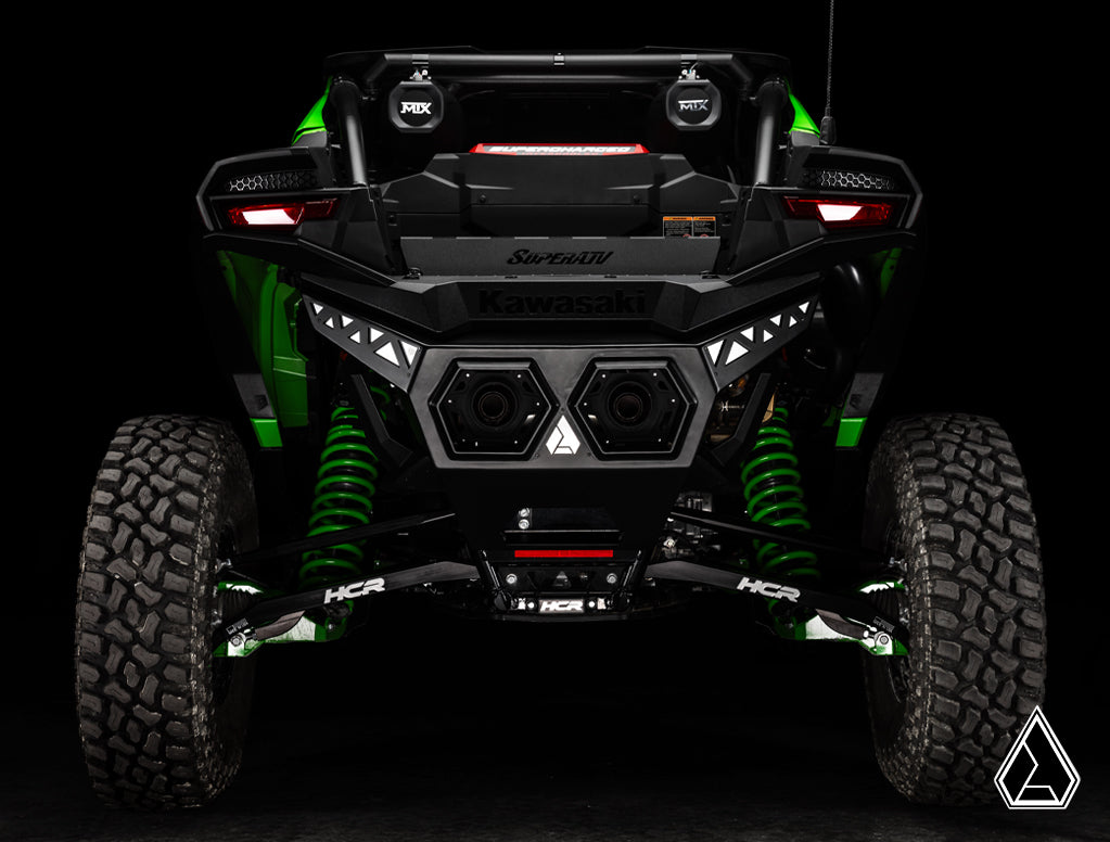 2026+ Kawasaki Teryx H2 Aluminum Rear Bumper rear three-quarter view installed — Assault Industries