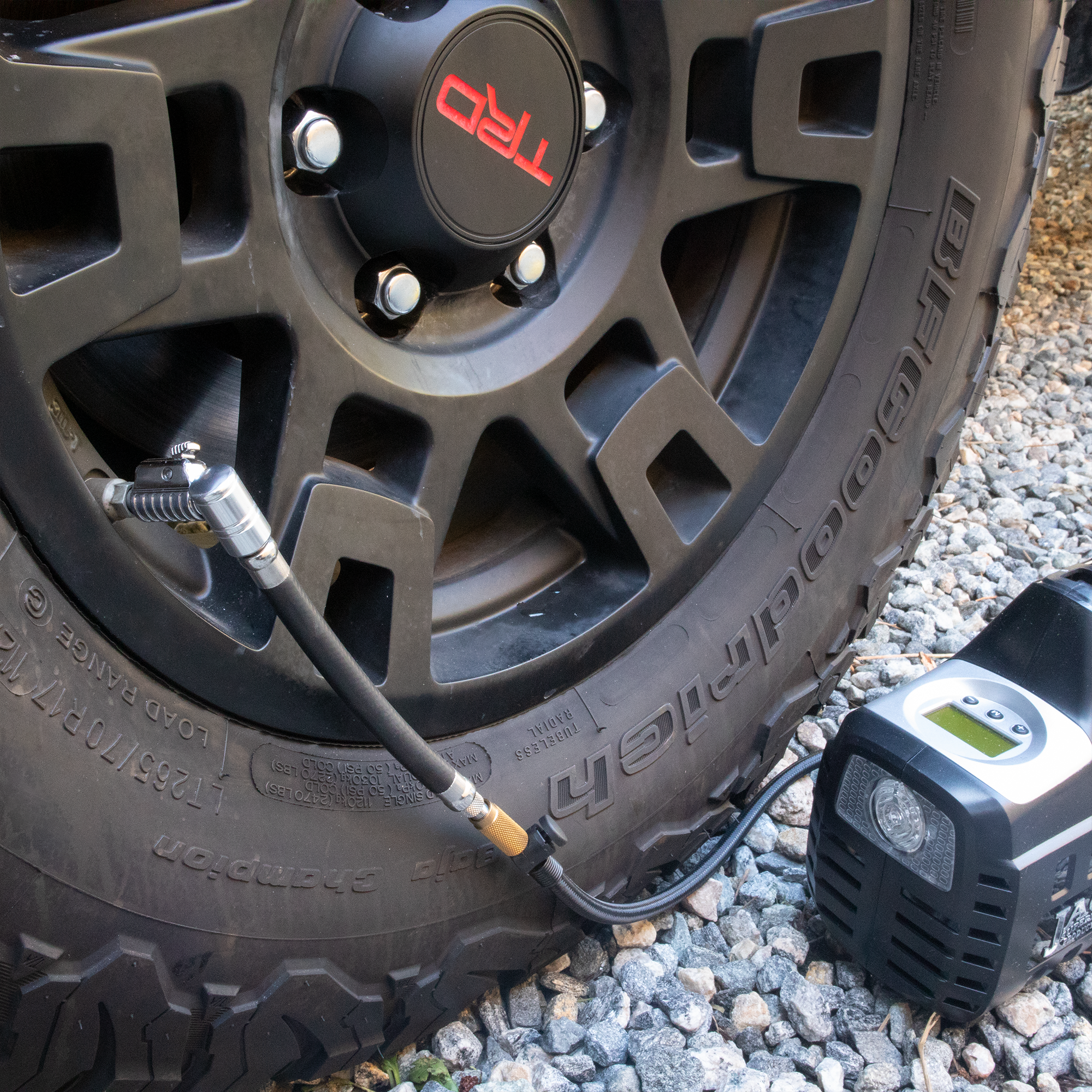Photo of Lightning L2X Tire Inflator Hose Extension Self-Locking Nozzle | Patented Lock-on Air Hose Adapter for Tire Pumps (Open Flow) by JACO - Premium Tire Inflator Hose Extension Nozzle for UTVs / Side by Sides