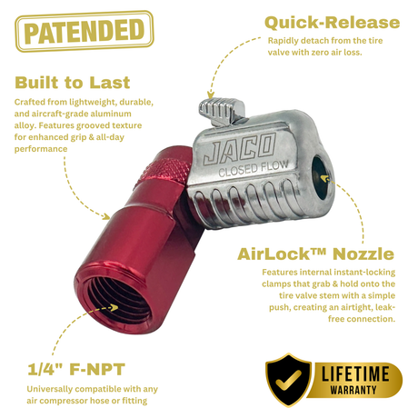 Photo of Lightning™ L2-Series Tire Air Chuck - 1/4" F-NPT by JACO - Premium Air Chuck for UTVs / Side by Sides