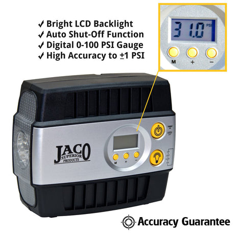 Photo of SmartPro™ 12v Digital Tire Inflator Pump - 100 PSI | Portable Tire Air Compressor by JACO - Premium 12V Tire Inflator for UTVs / Side by Sides