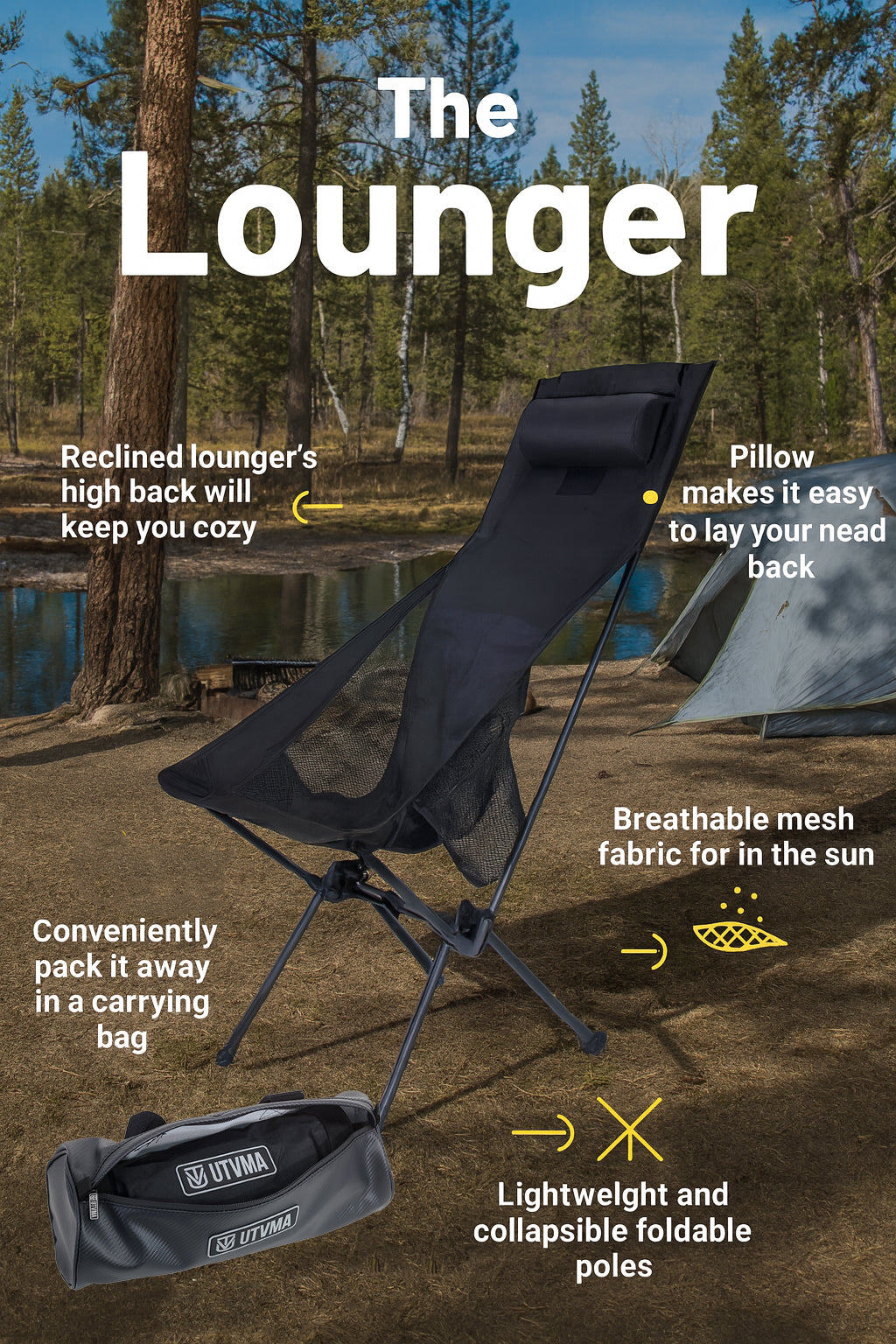 Photo of UTVMA Trail Lounger with Roll Cage Bag by UTV Mountain Accessories - Premium for UTVs / Side by Sides