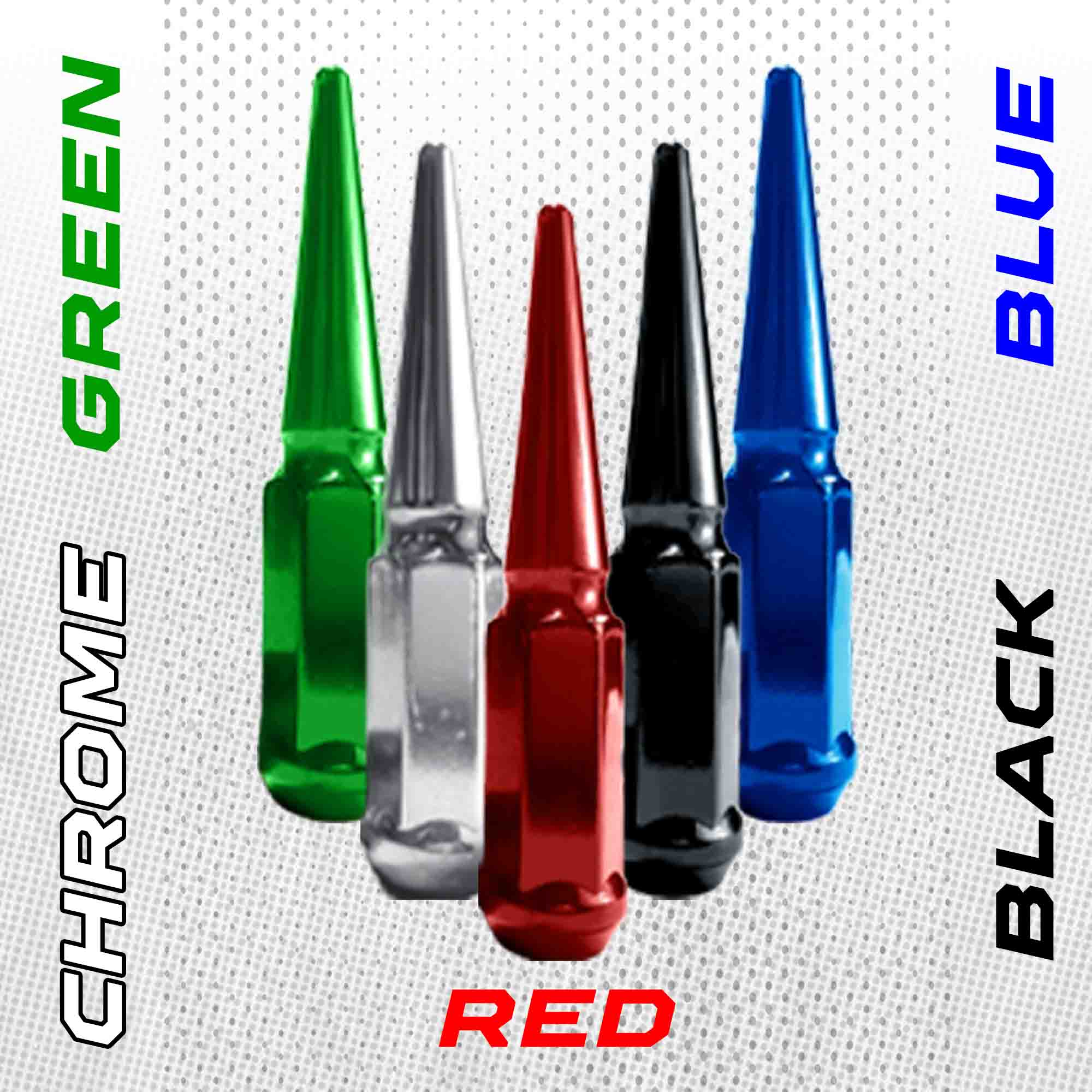 12x1.25mm Extended Spike Lug Nuts - 60 Degree Taper Seat