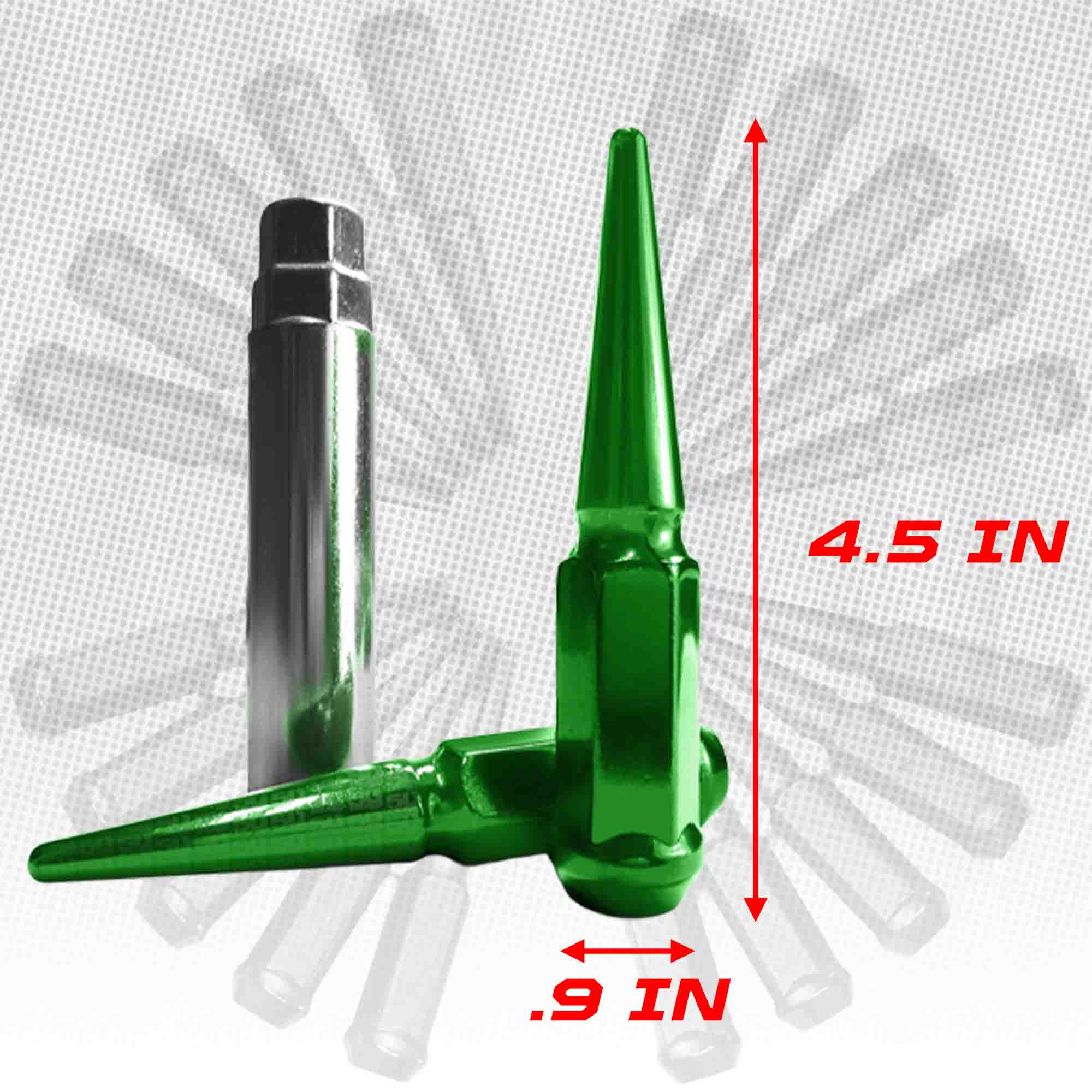 12x1.25mm Extended Spike Lug Nuts - 60 Degree Taper Seat
