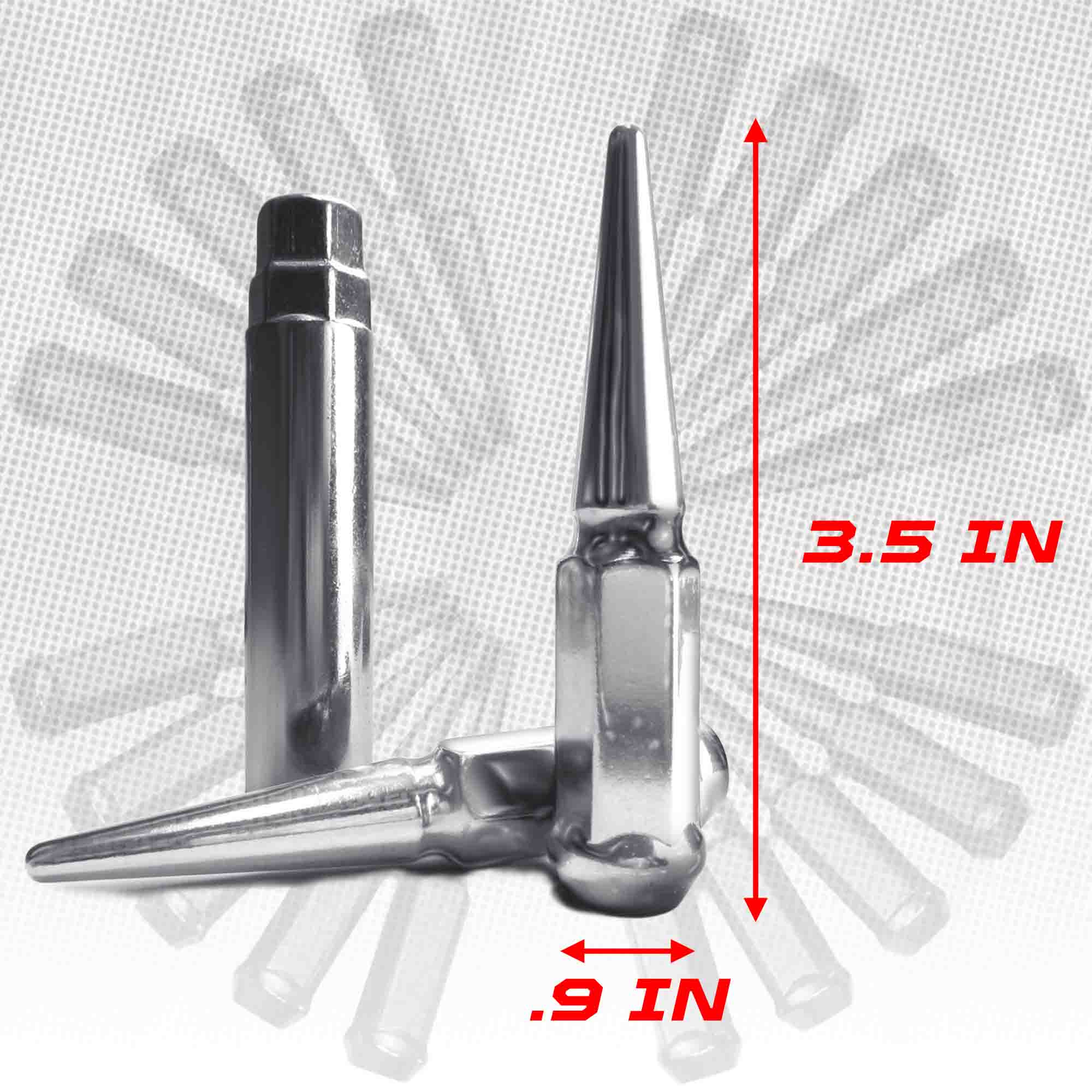 3/8-24 Extended Spike Lug Nuts - 3.5" Hardened Steel + 60° Taper Seat - Set of 16 (Polaris ATV & UTV)