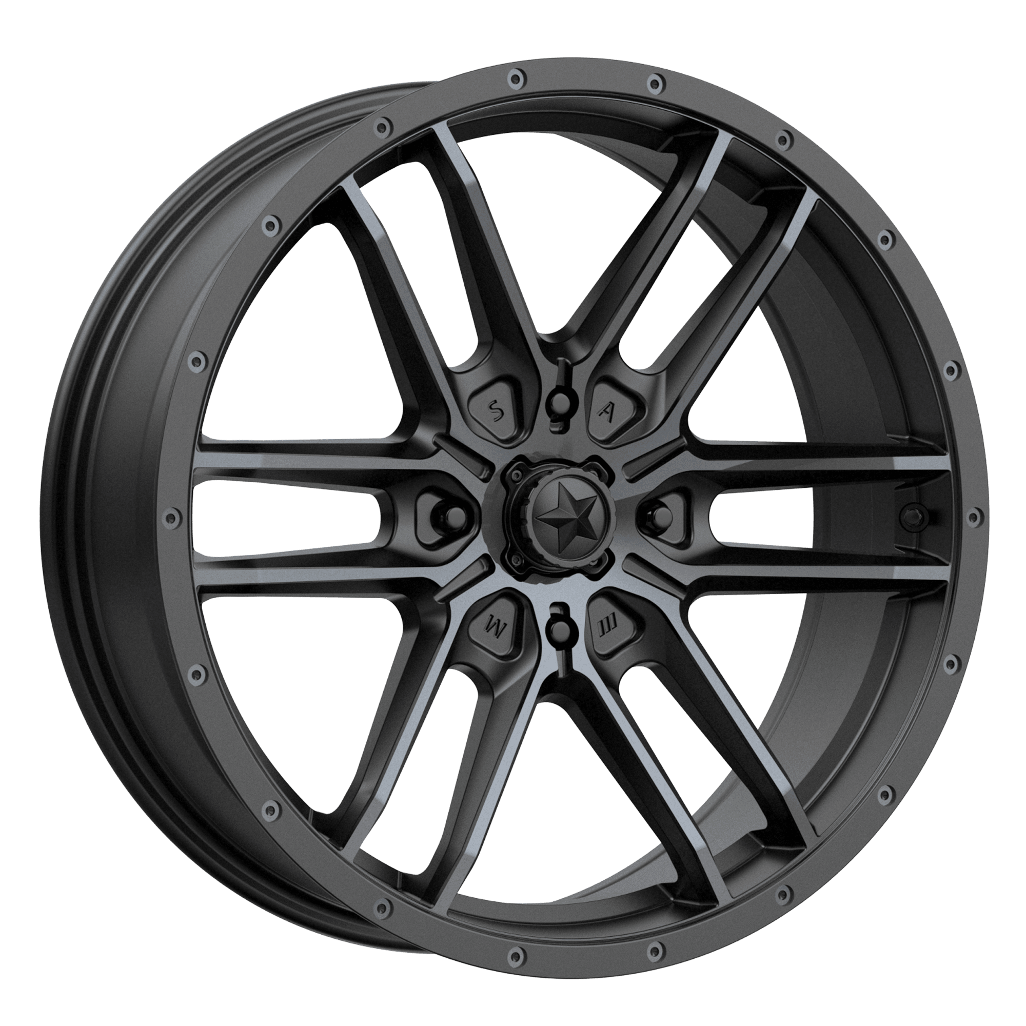 Photo of MSA M43 Fang - Satin Black Milled by MSA Offroad Wheels - Premium for UTVs / Side by Sides