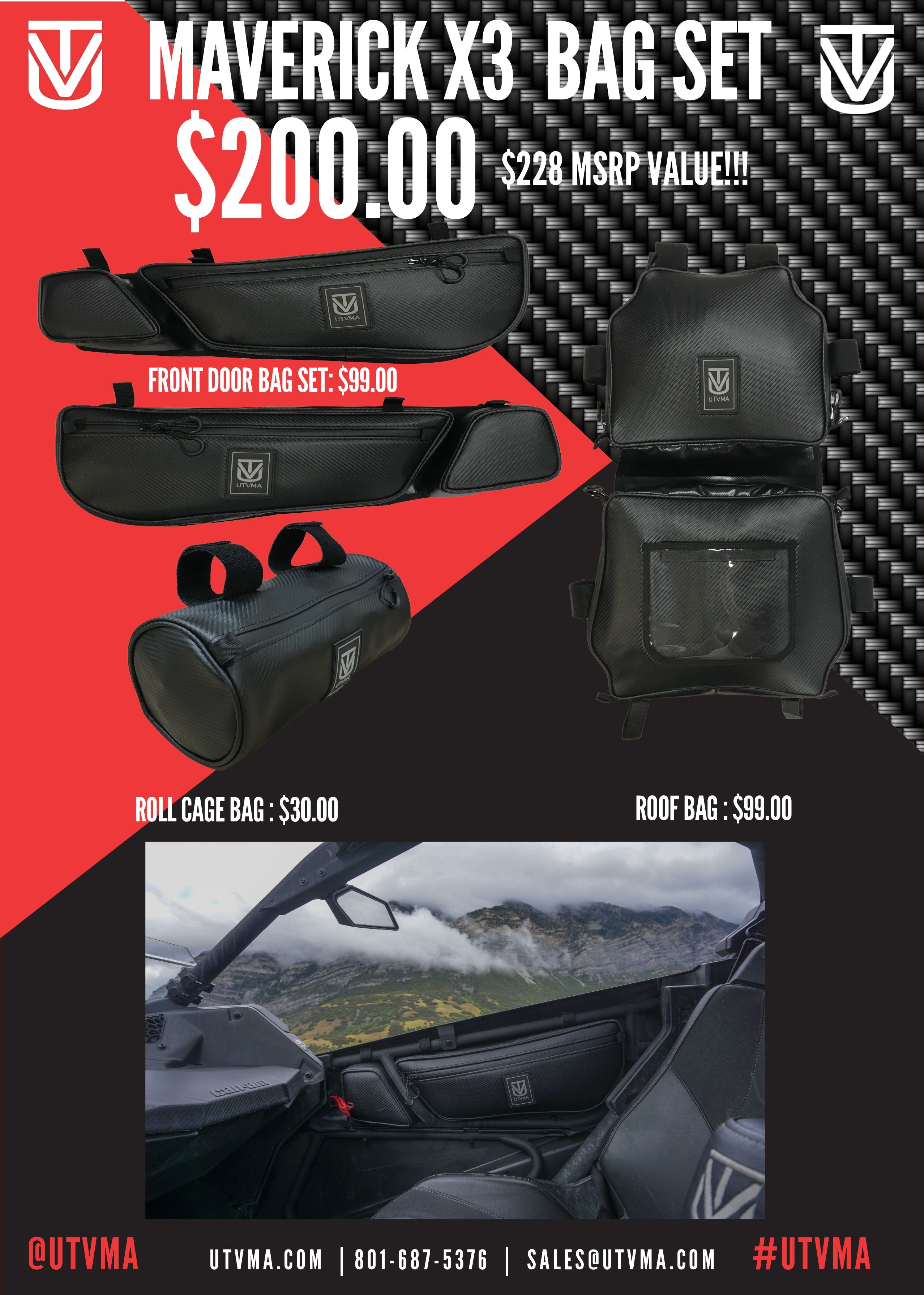 Photo of Maverick X3 2 Seater Bag Set (2017-2024) by UTV Mountain Accessories - Premium Can-Am for UTVs / Side by Sides