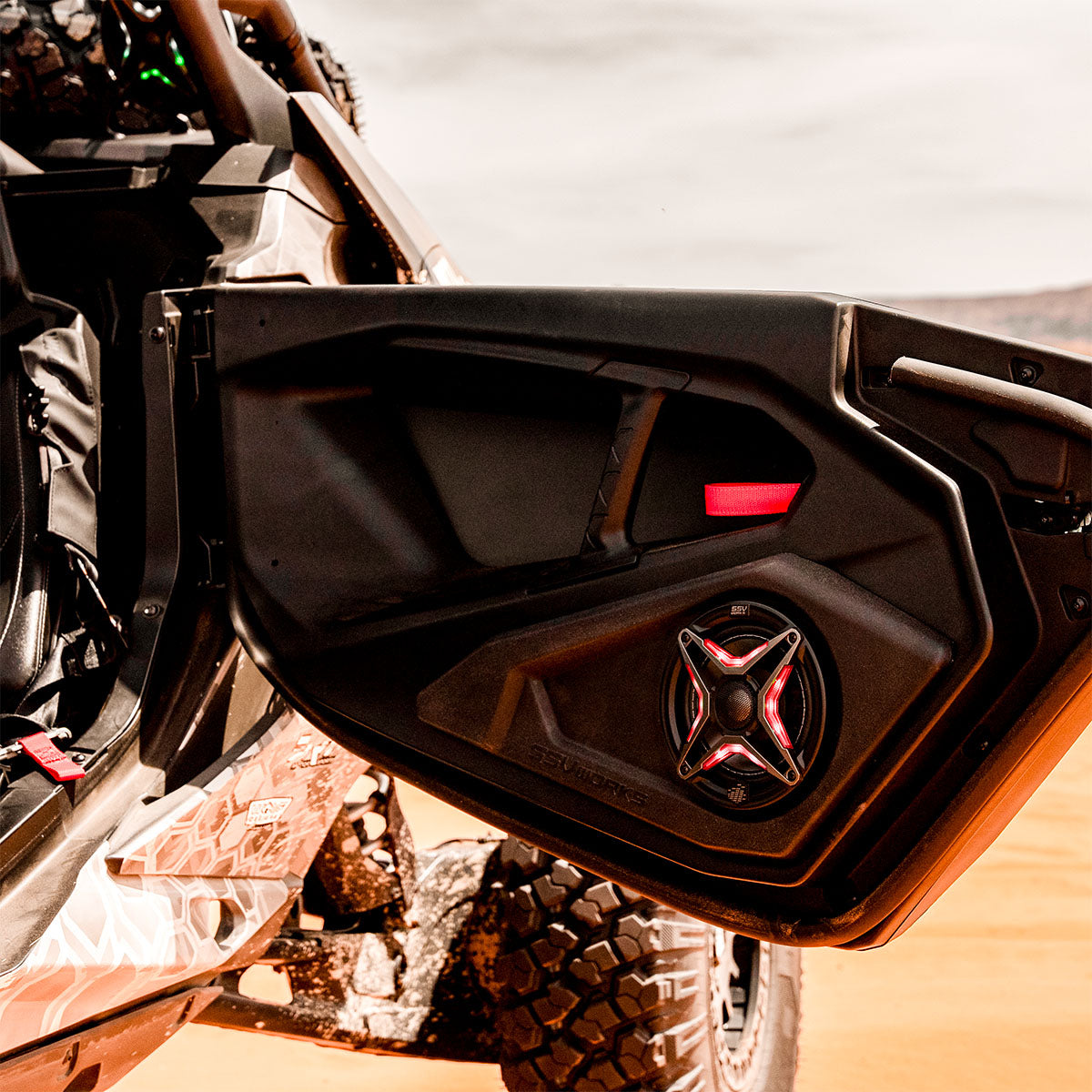 Photo of SSV Works - 2024-2026 Can-AmÂ® Maverick R 6.5" Lower Door-Pocket Speaker-Pods by SSV Works - Premium for UTVs / Side by Sides