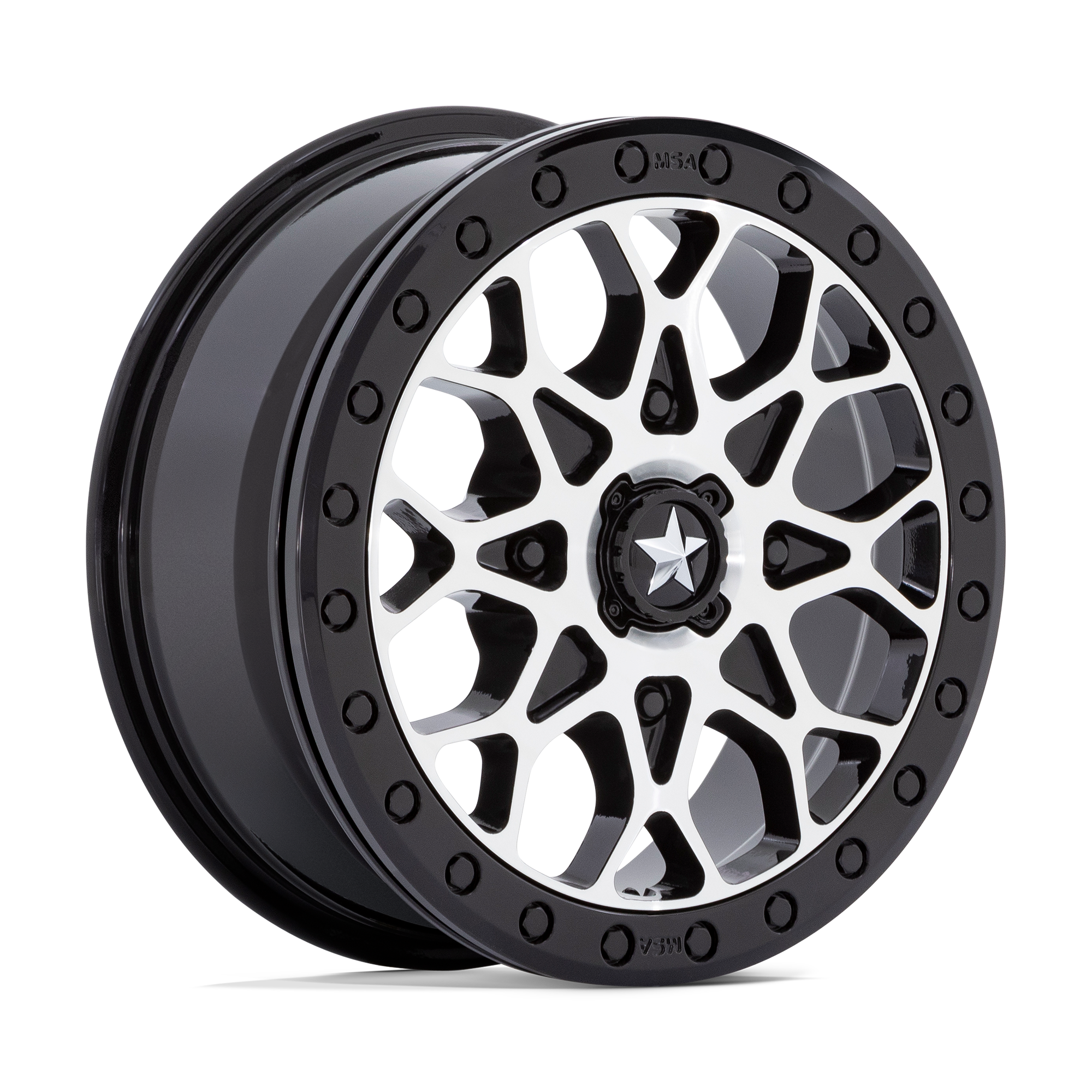 Photo of MSA M48 Portal Beadlock - Gloss Black Machined w/ Gloss Black Ring by MSA Offroad Wheels - Premium for UTVs / Side by Sides