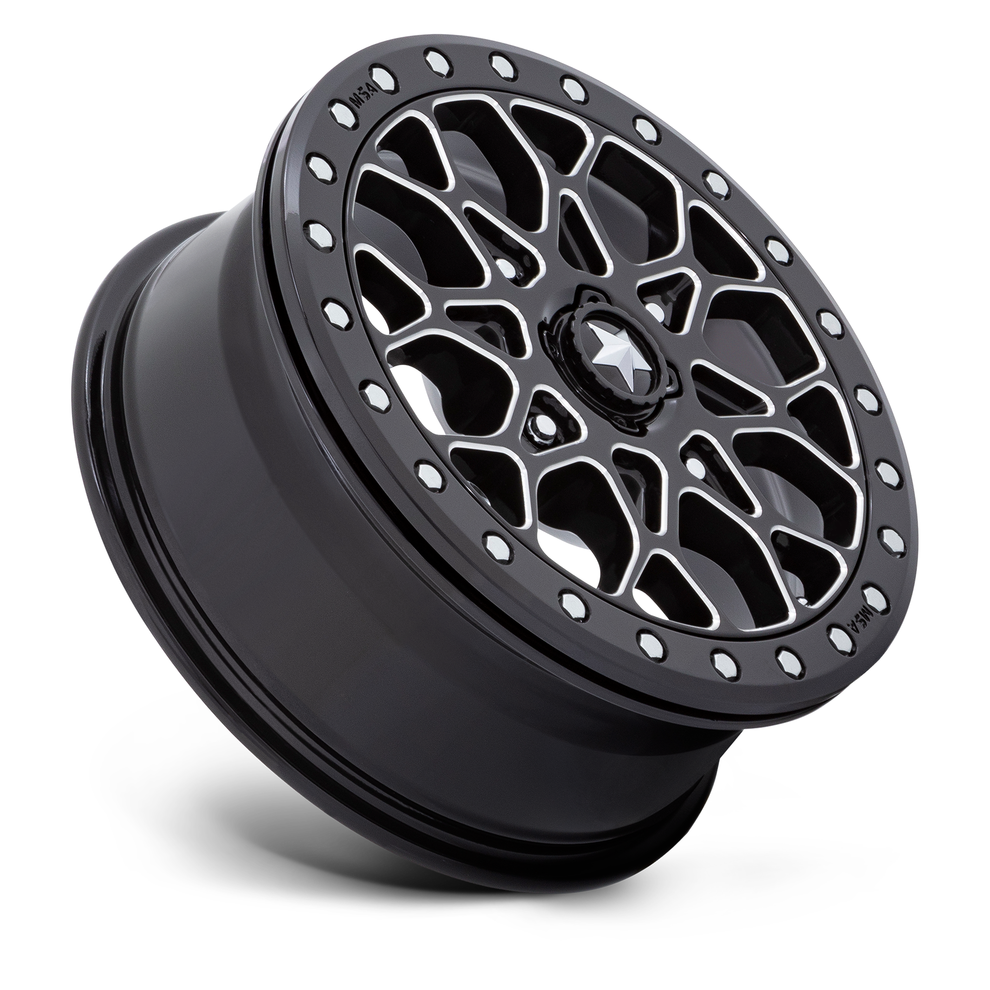 Photo of MSA M48 Portal Beadlock - Gloss Black Milled w/ Gloss Black Ring by MSA Offroad Wheels - Premium for UTVs / Side by Sides