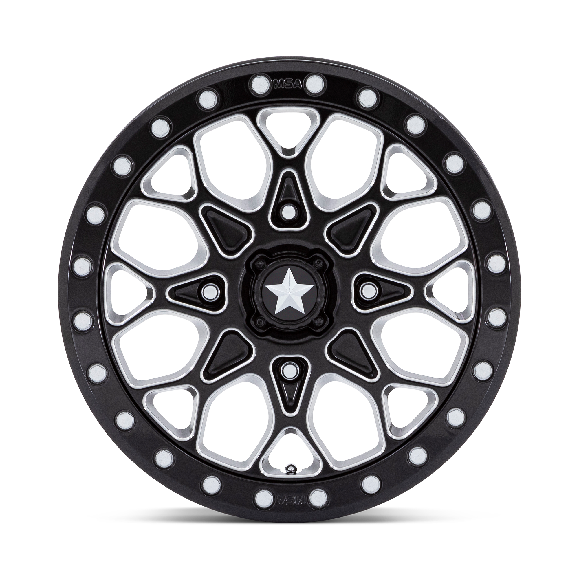Photo of MSA M48 Portal Beadlock - Gloss Black Milled w/ Gloss Black Ring by MSA Offroad Wheels - Premium for UTVs / Side by Sides