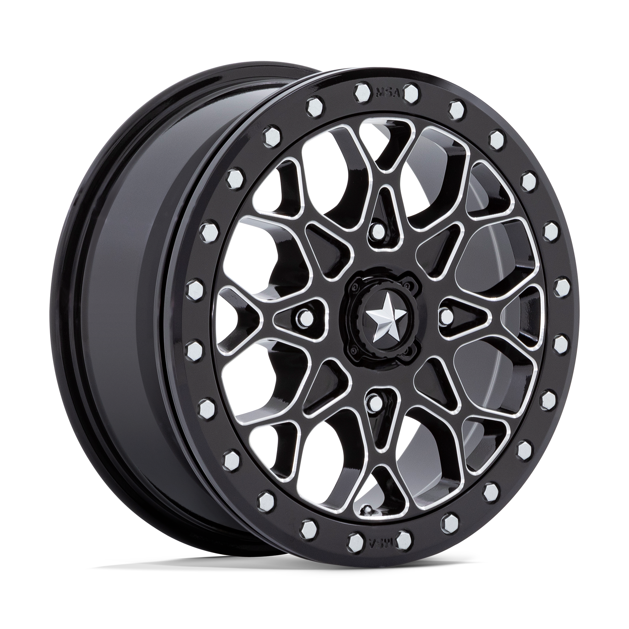 Photo of MSA M48 Portal Beadlock - Gloss Black Milled w/ Gloss Black Ring by MSA Offroad Wheels - Premium for UTVs / Side by Sides