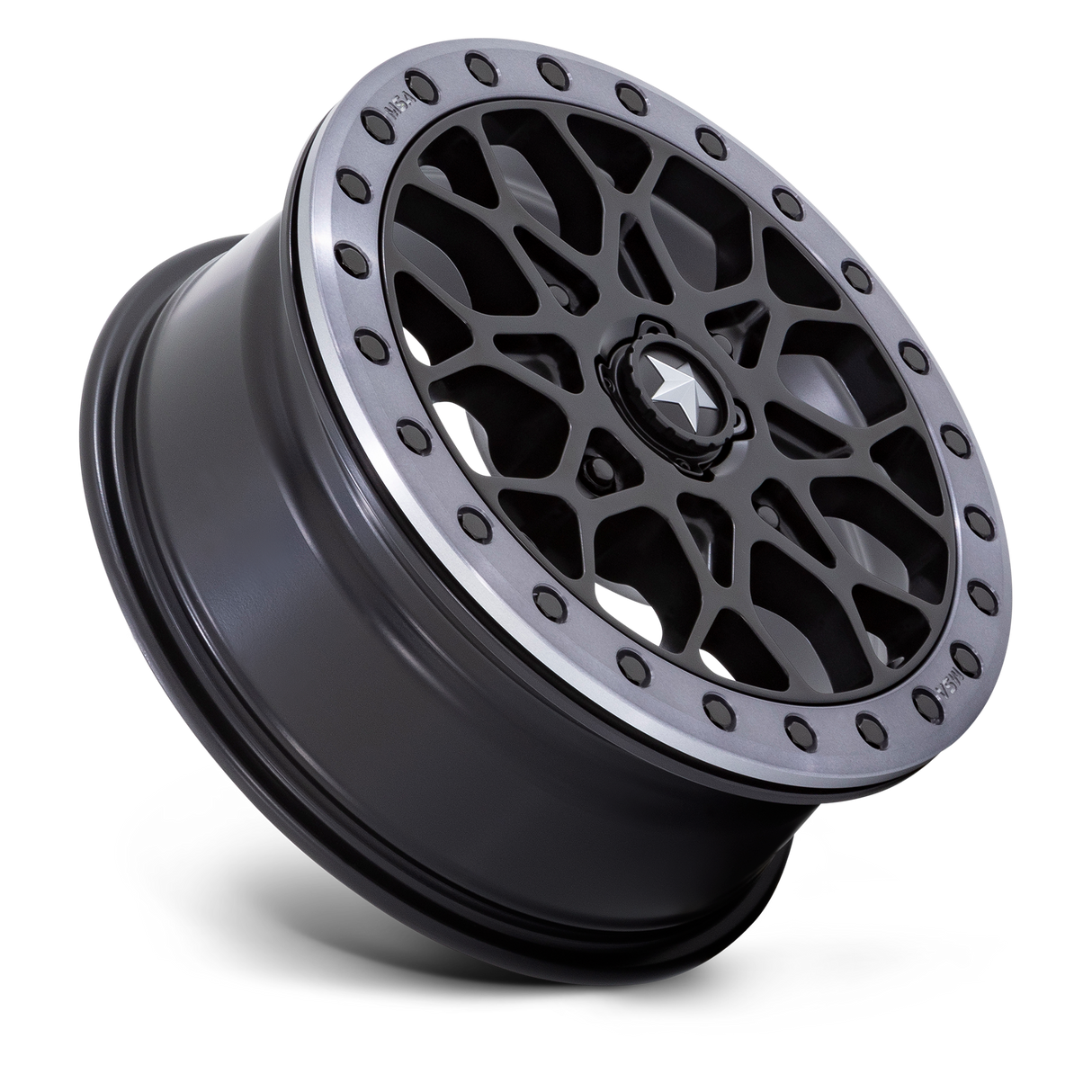 Photo of MSA M48 Portal Beadlock - Satin Black w/ Gray Tint Ring by MSA Offroad Wheels - Premium for UTVs / Side by Sides