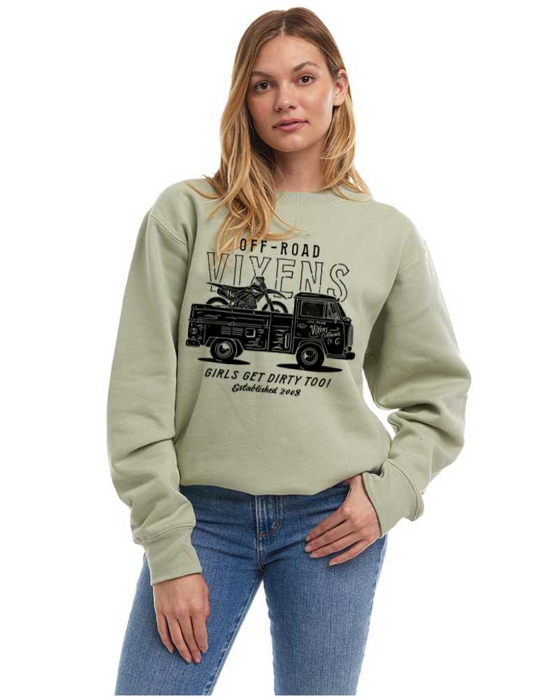 Photo of Magic Bus Unisex Crew Sweatshirt by OFF-ROAD VIXENS CLOTHING CO. - Premium Ladies Long Sleeves for UTVs / Side by Sides