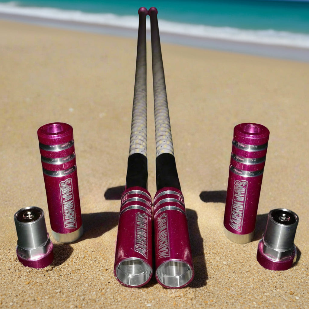 Photo of Game Changer LED Whip Set - Green, White & Red by Marshin Whips - Premium for UTVs / Side by Sides