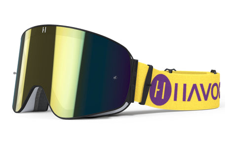 Havoc Infinity Goggles - Yellow/Purple Strap, Gold Magnetic Lens, White Frame
