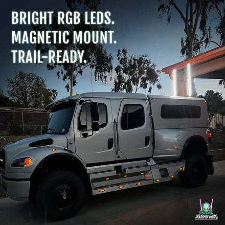 Photo of RGB3 BIG MOE’S- 8”,1.5ft,2ft Magnetic Mount Off-Road Light by Marshin Whips - Premium for UTVs / Side by Sides
