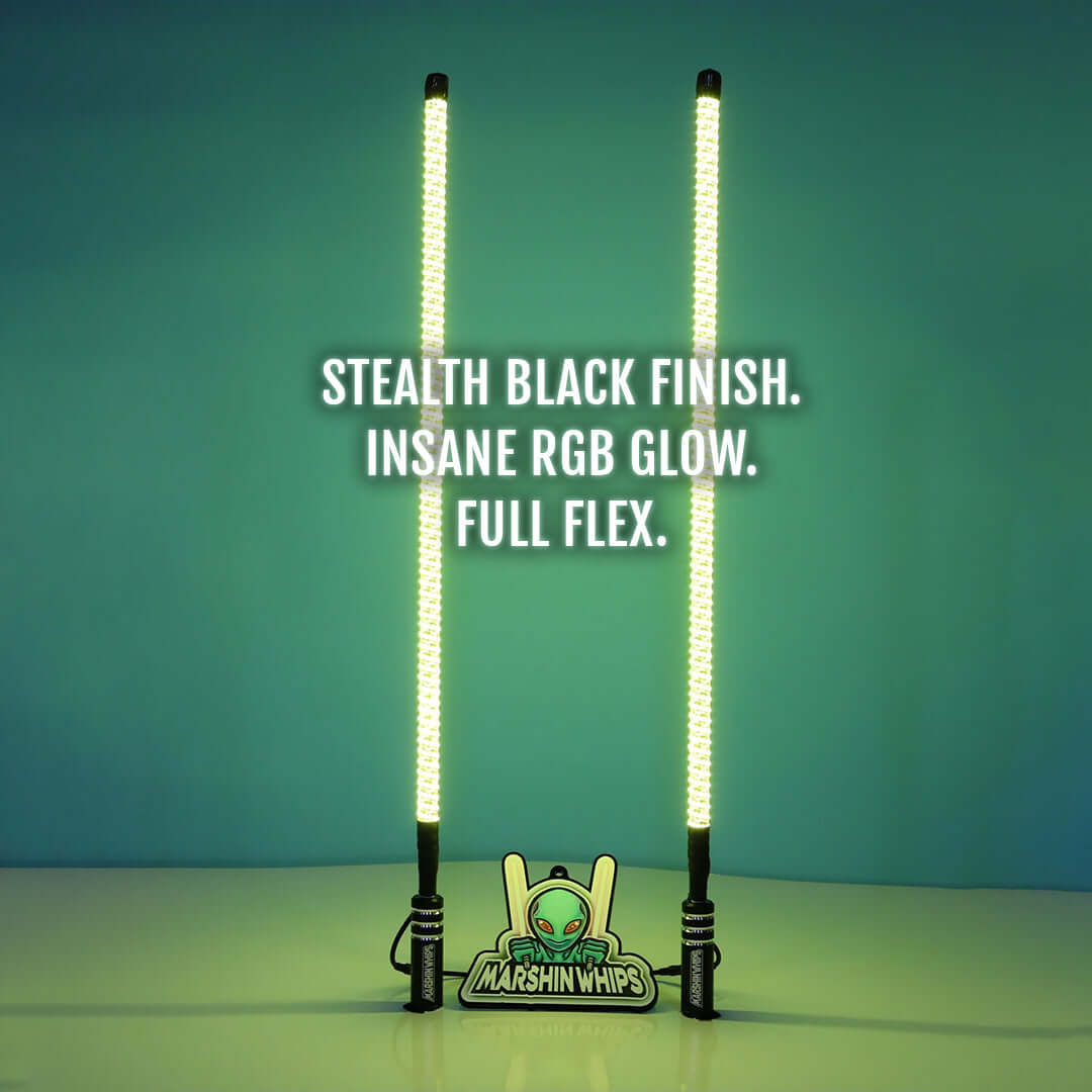 Photo of V2 Black Out - Set of Whips by Marshin Whips - Premium for UTVs / Side by Sides
