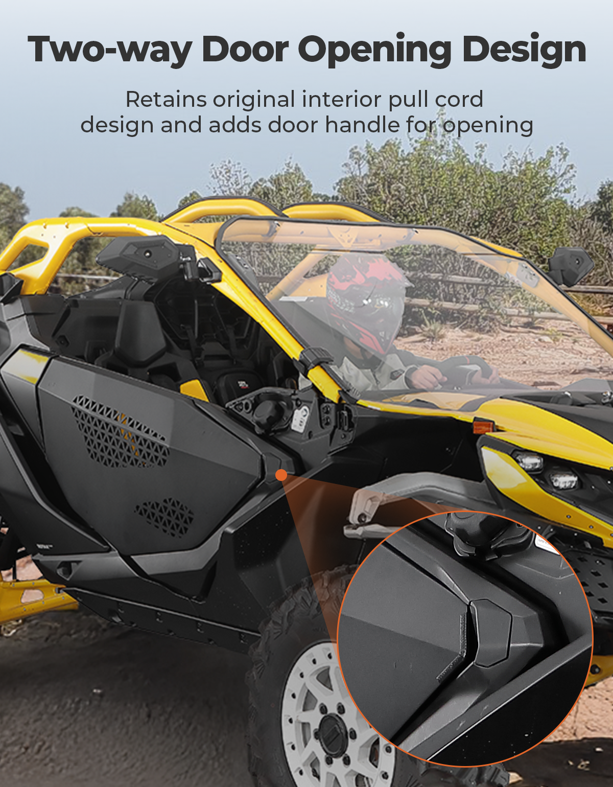 Photo of UTV Aluminum Half Door for Can-Am Maverick R 2024-2025 by Kemimoto - Premium for UTVs / Side by Sides