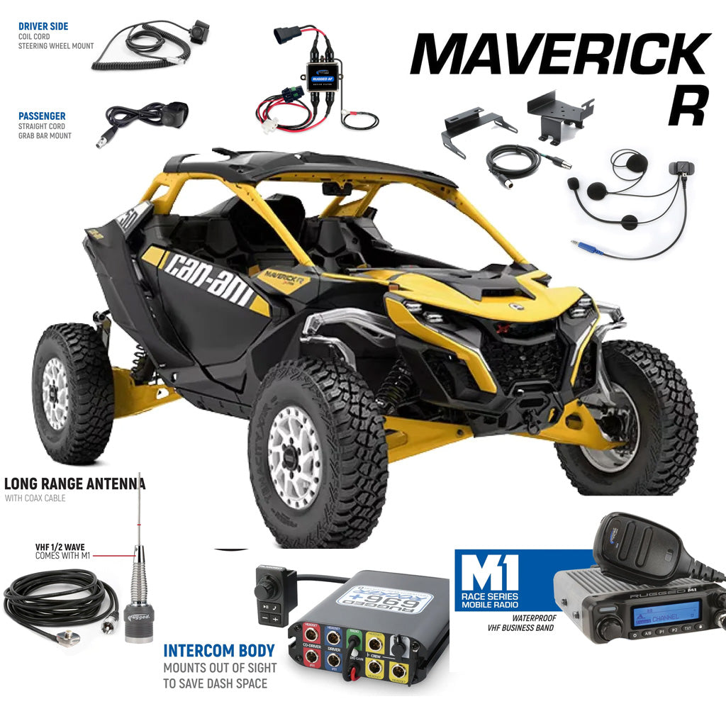 Photo of Rugged Radios - Rugged Radios Can-Am Maverick R Complete Communication Kit with Rocker Switch Intercom and 2-Way Radio by Rugged Radios - Premium Parts and Accessories for UTVs / Side by Sides