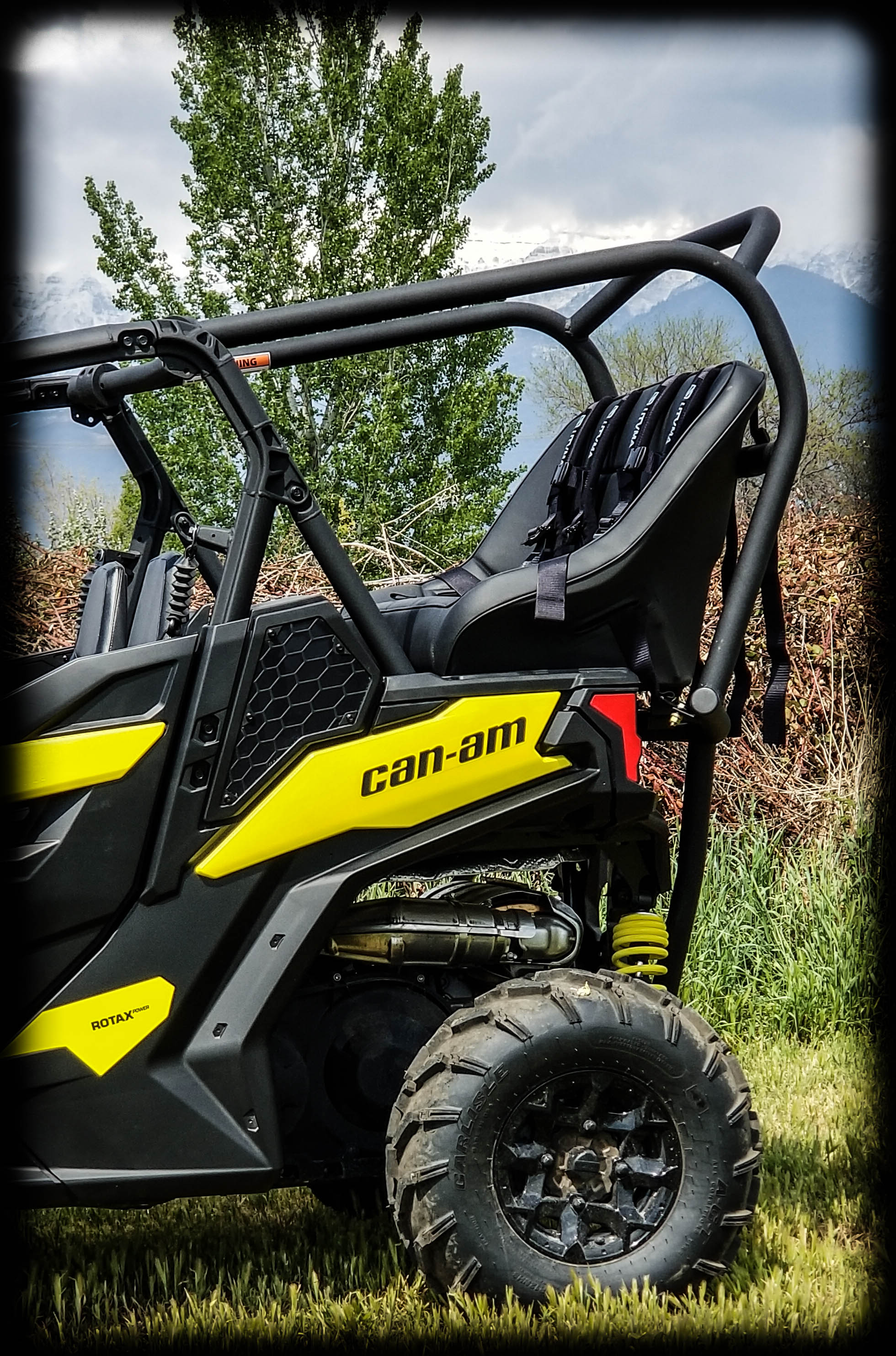 Photo of Maverick Sport Backseat and Roll Cage kits (2018-2024) by UTV Mountain Accessories - Premium Roll Cages for UTVs / Side by Sides